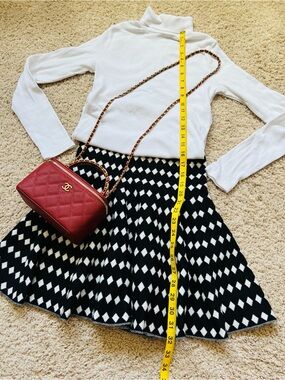 Bundle of Diamond-Pattern Black & White Skater Skirt & ultra stretch turtleneck